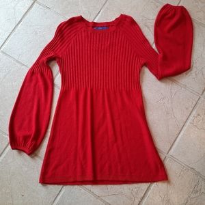 Red knit fit n flare sweater dress M sparkly Apt 9 bell sleeves